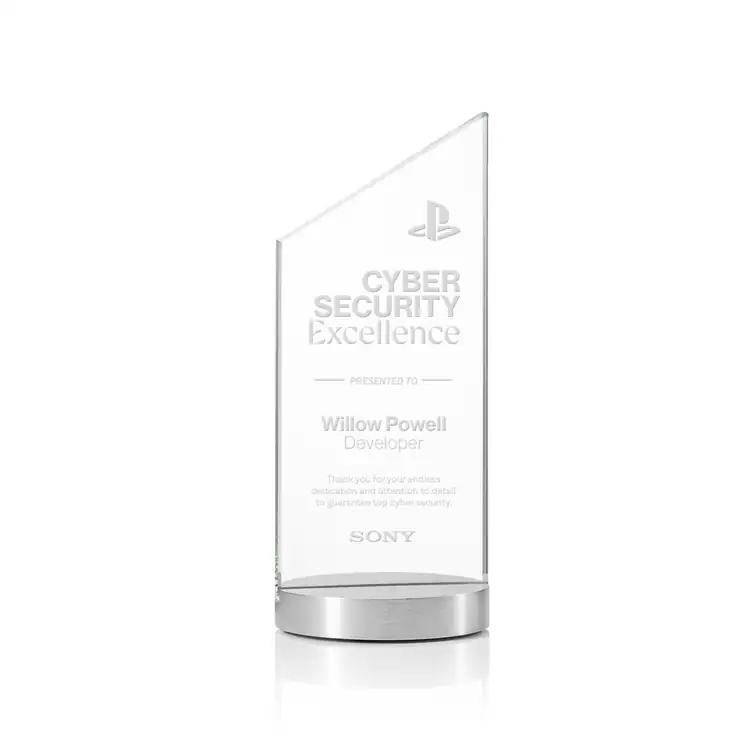 Trophée Islington en cristal et aluminium - Gravure #2