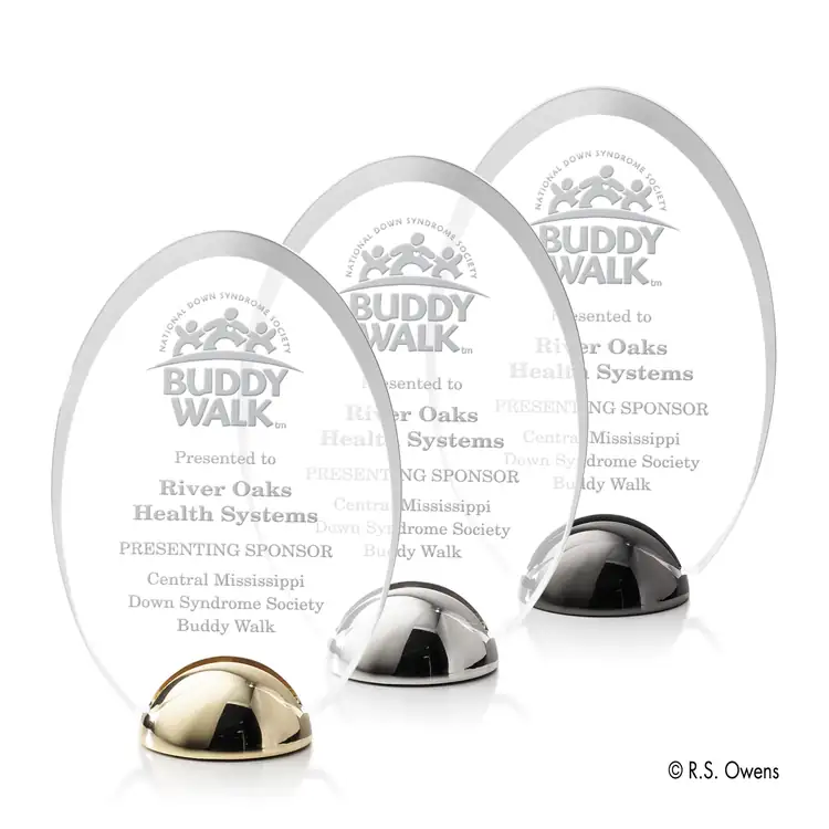R.S. Owens Janus Hemisphere Acrylic Award - Laser Engraved