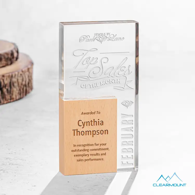Jardin Acrylic and Wood Award - Laser Engraved #3