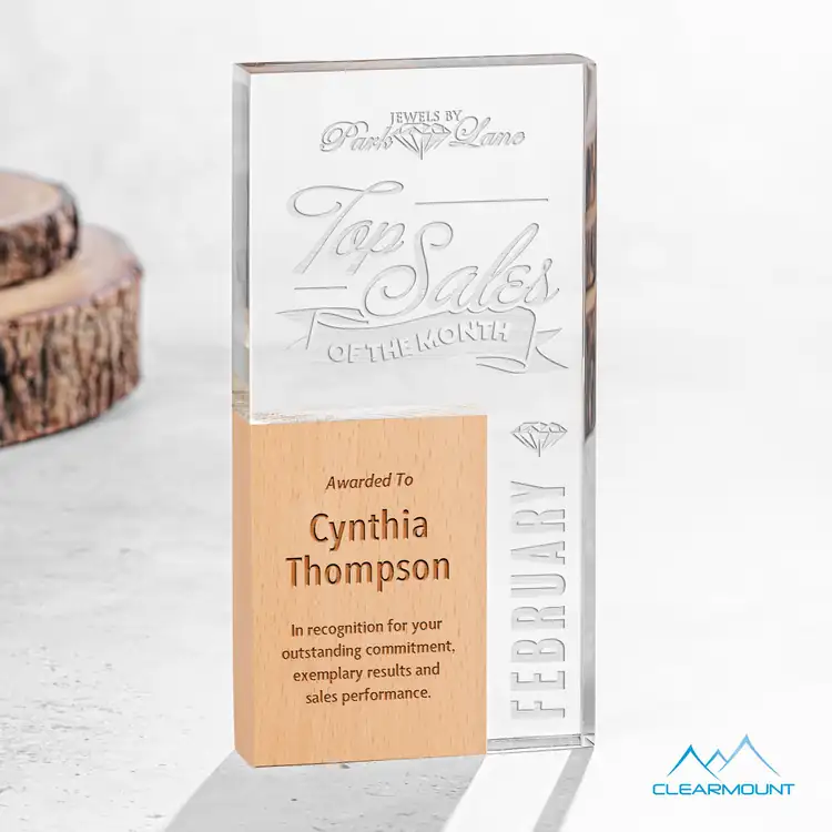 Jardin Acrylic and Wood Award - Laser Engraved #4