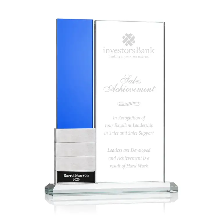 Trophée Jovita à blocs ajoutables en aluminium et cristal Starfire - Gravure #3