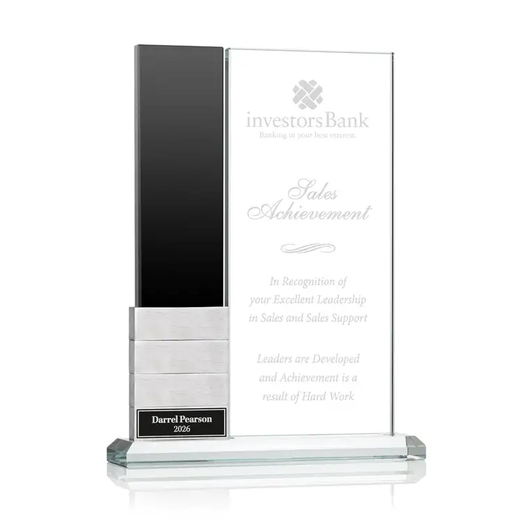 Trophée Jovita à blocs ajoutables en aluminium et cristal Starfire - Gravure #4