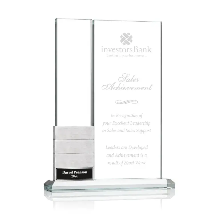 Trophée Jovita à blocs ajoutables en aluminium et cristal Starfire - Gravure #5