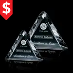 Trophée Kingston triangulaire en cristal optique