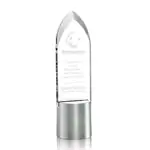 Trophée Lafayette en cristal Starfire sur cylindre en aluminium