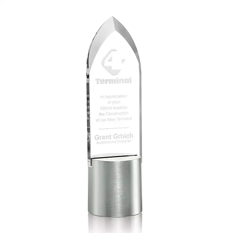 Lafayette Starfire Crystal Award on Aluminum Cylinder