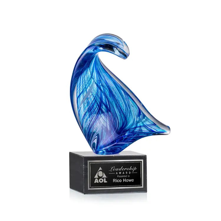 Trophée Laguna sur socle carré en marbre - Gravure au laser #2