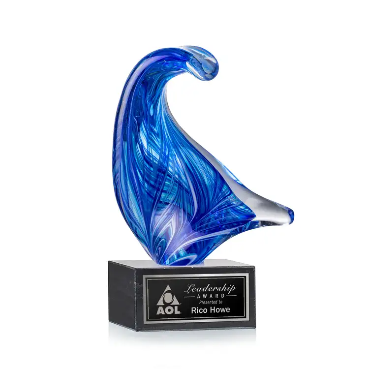 Trophée Laguna sur socle carré en marbre - Gravure au laser #3