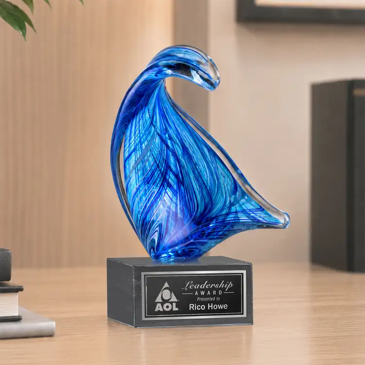 Trophée Laguna sur socle carré en marbre - Gravure au laser #5