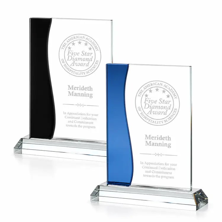 Trophée Landfield en cristal Starfire - Gravure