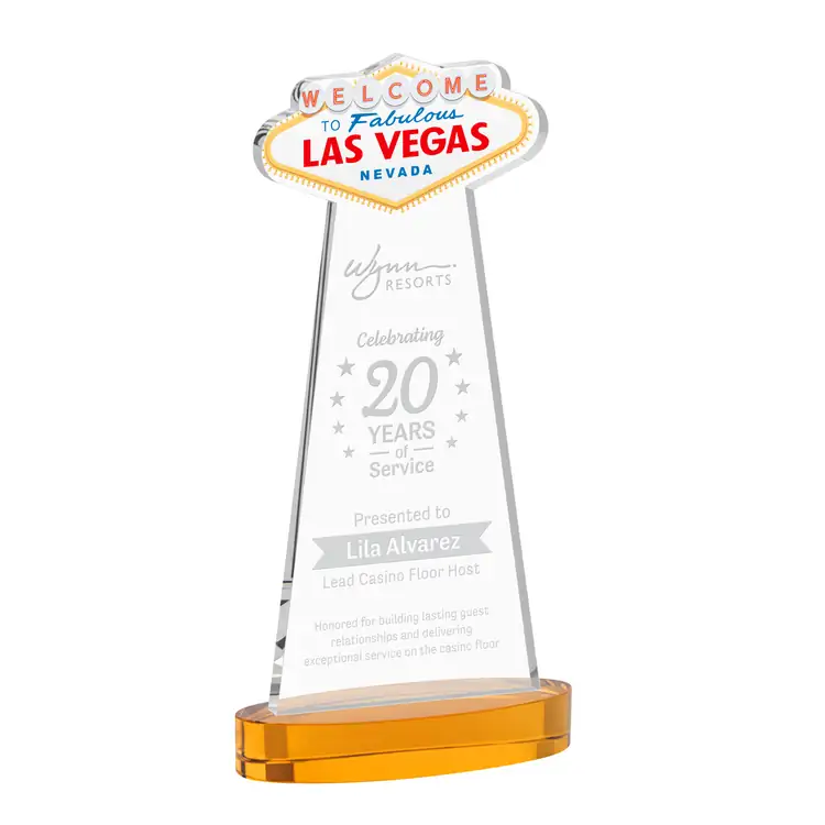 Las Vegas Starfire Crystal Award on Alberton Base - Deep Etch #3