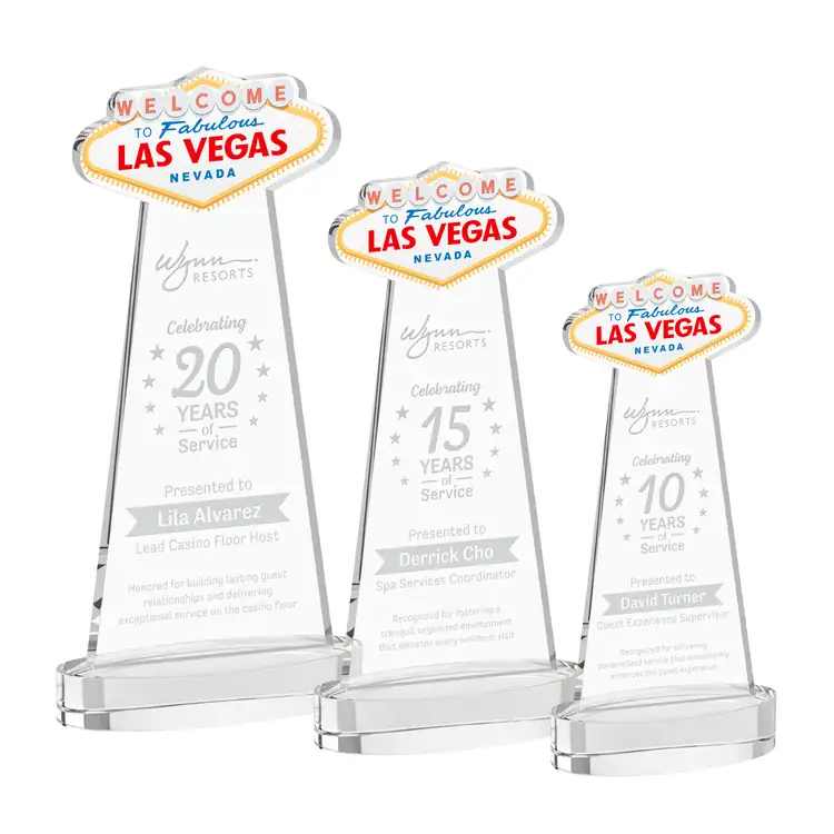 Las Vegas Starfire Crystal Award on Alberton Base - Deep Etch