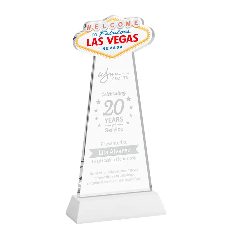 Trophée Las Vegas en cristal Starfire sur socle Hartford - Gravure #10
