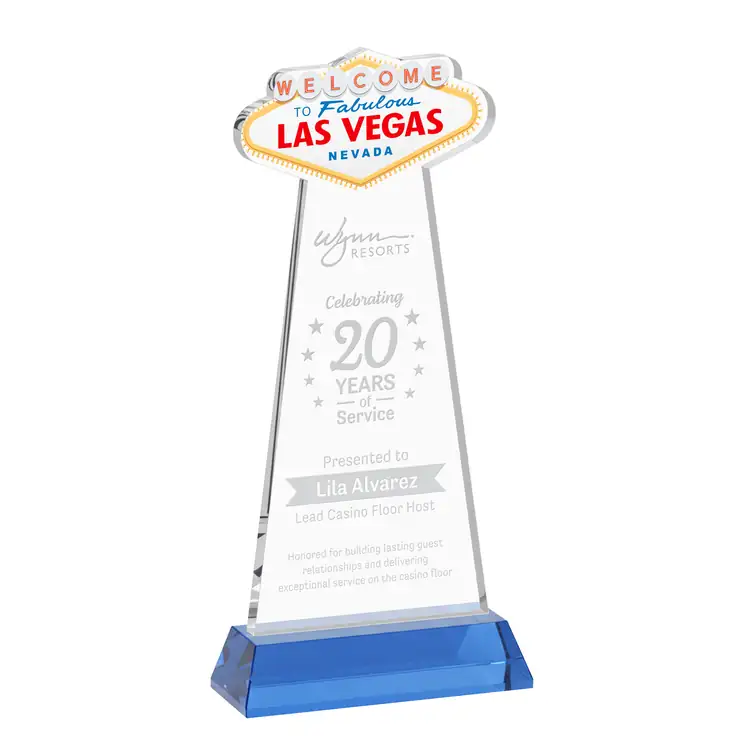 Trophée Las Vegas en cristal Starfire sur socle Hartford - Gravure #11