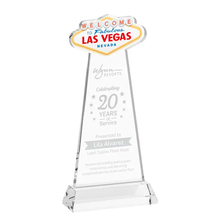 Trophée Las Vegas en cristal Starfire sur socle Hartford - Gravure #2