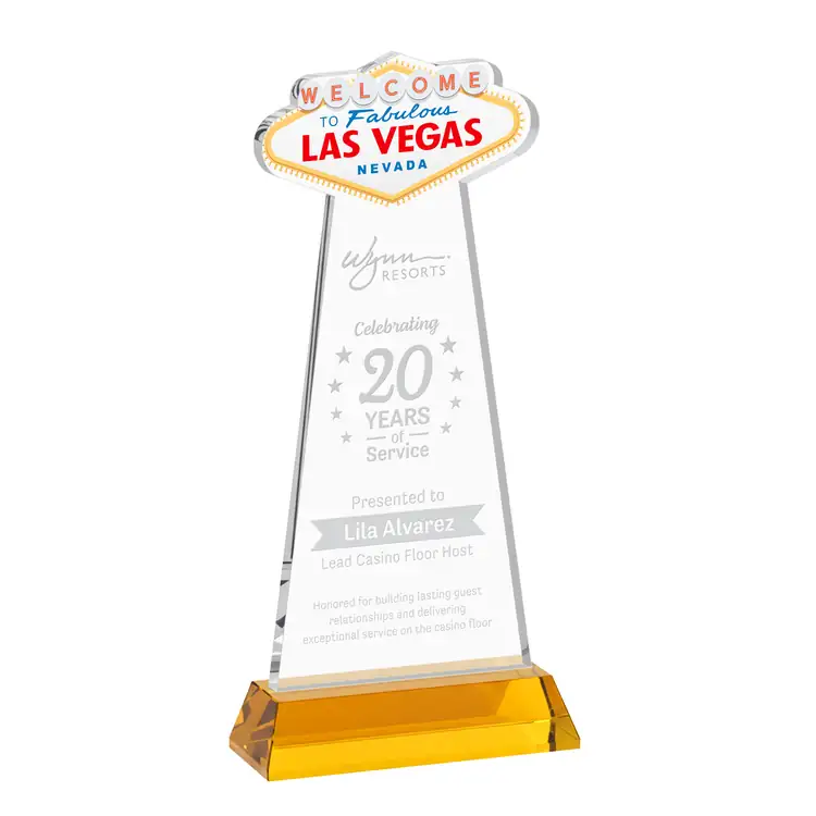 Trophée Las Vegas en cristal Starfire sur socle Hartford - Gravure #3