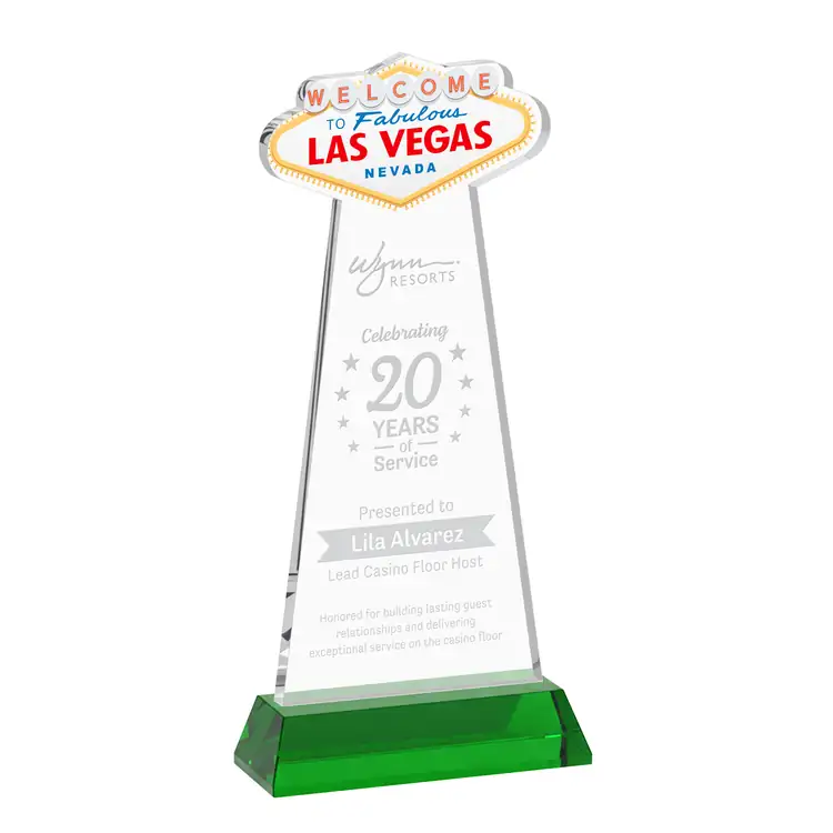 Trophée Las Vegas en cristal Starfire sur socle Hartford - Gravure #5