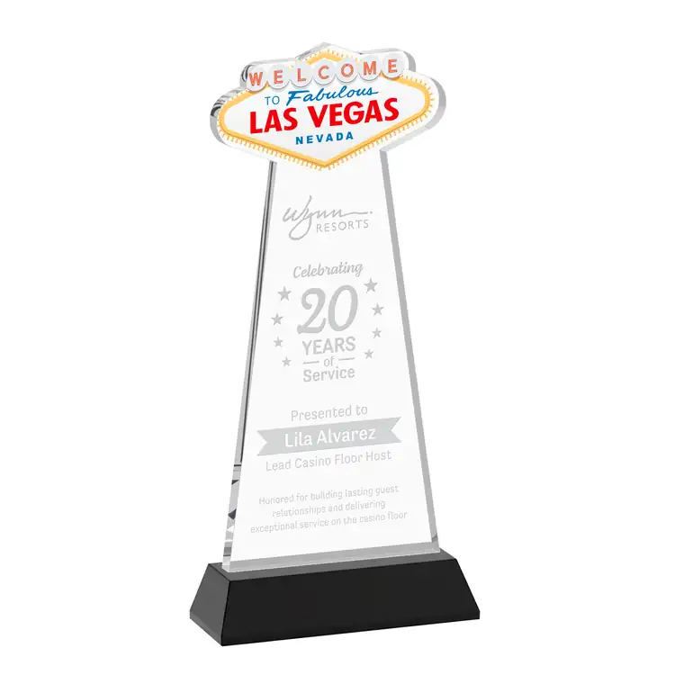Trophée Las Vegas en cristal Starfire sur socle Hartford - Gravure #6
