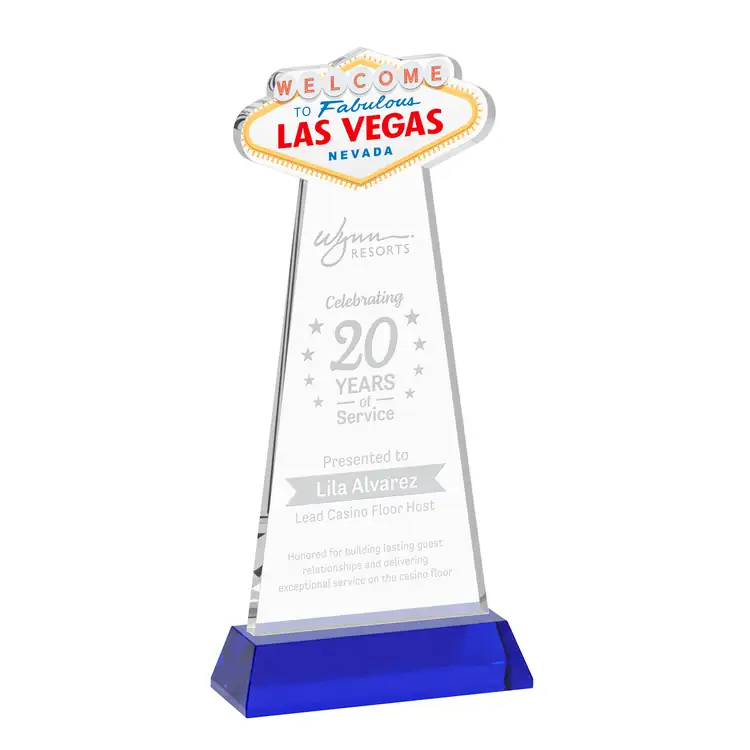 Trophée Las Vegas en cristal Starfire sur socle Hartford - Gravure #7