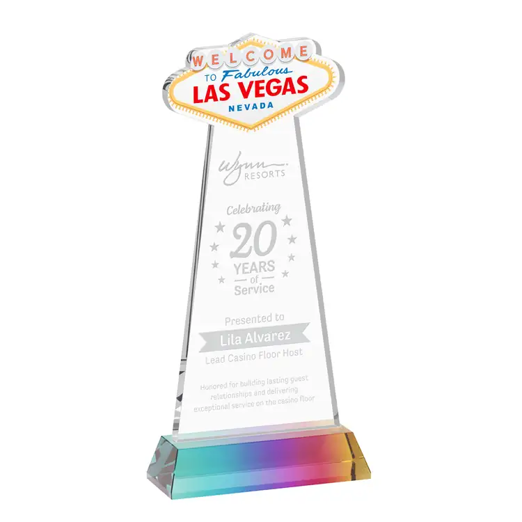Trophée Las Vegas en cristal Starfire sur socle Hartford - Gravure #8