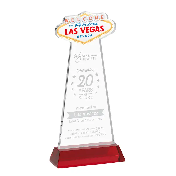 Trophée Las Vegas en cristal Starfire sur socle Hartford - Gravure #9
