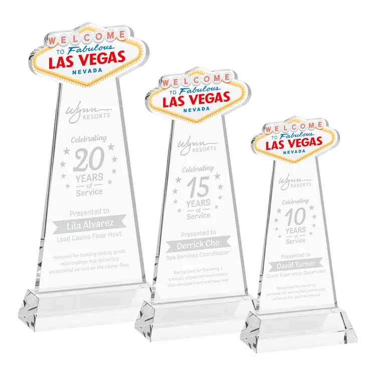 Trophée Las Vegas en cristal Starfire sur socle Hartford - Gravure