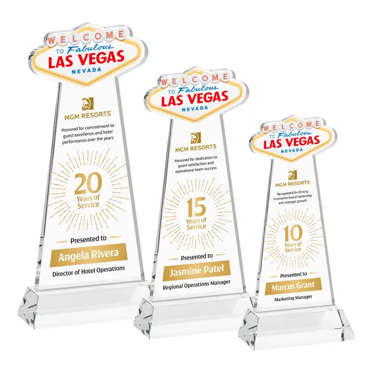 Trophée Las Vegas en cristal Starfire sur socle Hartford - Multicolore