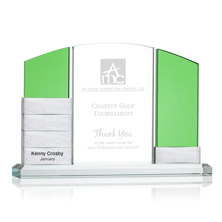 Trophée Lavery à blocs ajoutables en aluminium et cristal Starfire - Gravure #2