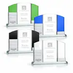 Trophée Lavery à blocs ajoutables en aluminium et cristal Starfire - Gravure