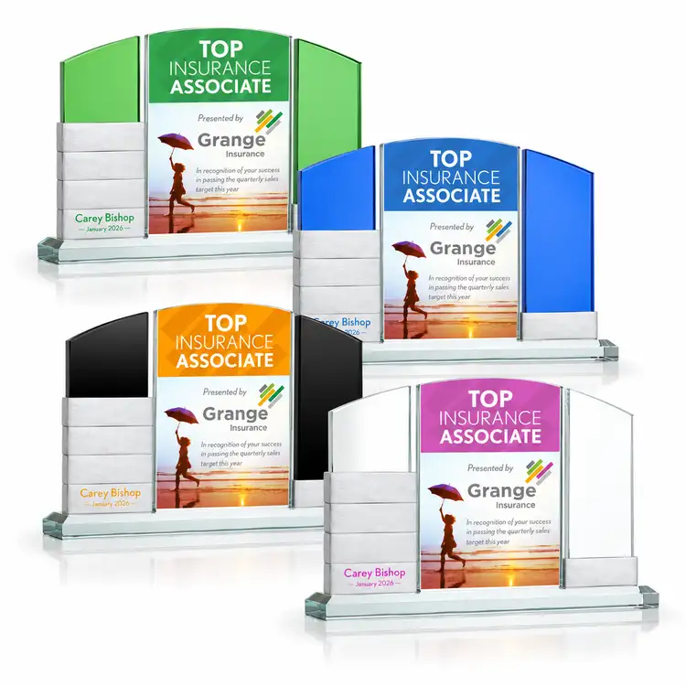 Trophée Lavery à blocs ajoutables en aluminium et cristal Starfire - Multicolore