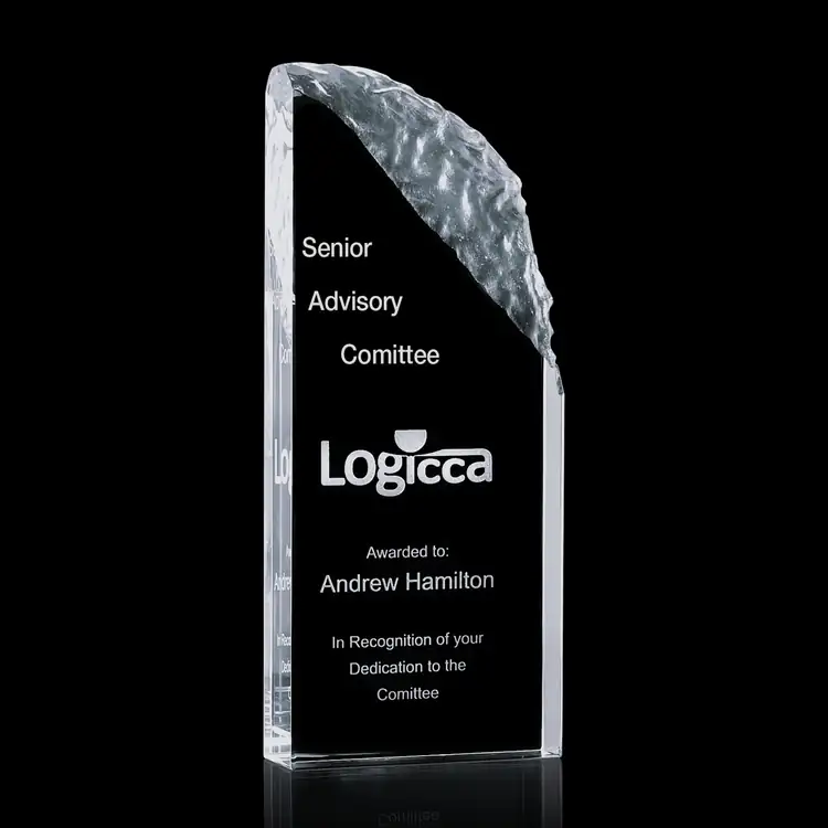 Levitan Optical Crystal Award with Scalloped Edge