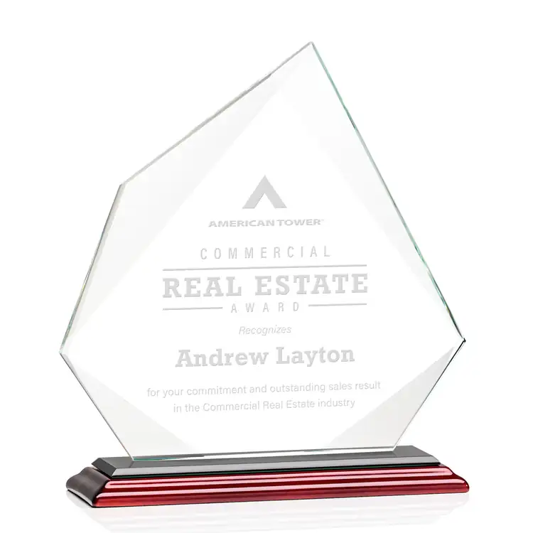 Lexus Starfire Crystal Award on Rosewood Finish Base - Deep Etch #2