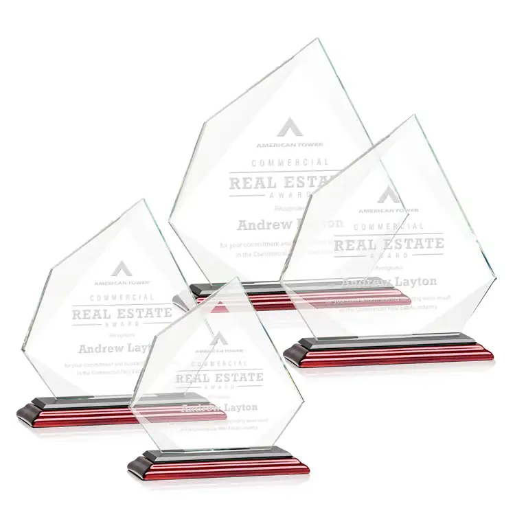Lexus Starfire Crystal Award on Rosewood Finish Base - Deep Etch