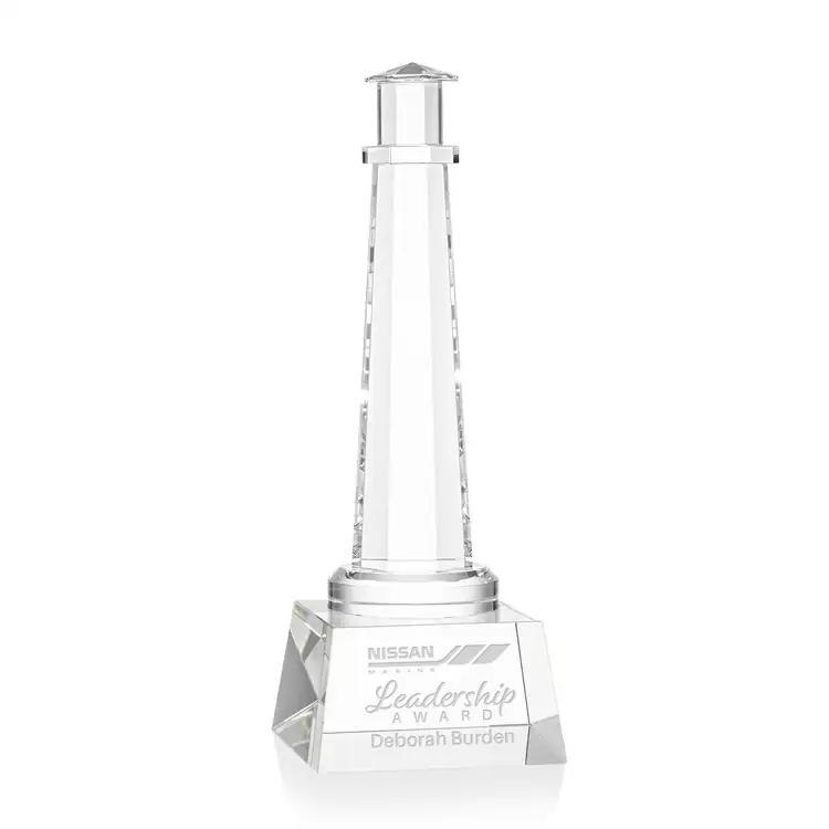Trophée Lighthouse en cristal optique sur socle Robson transparent #3