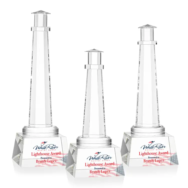 Lighthouse Optical Crystal Award on Clear Robson Base - Multicolor