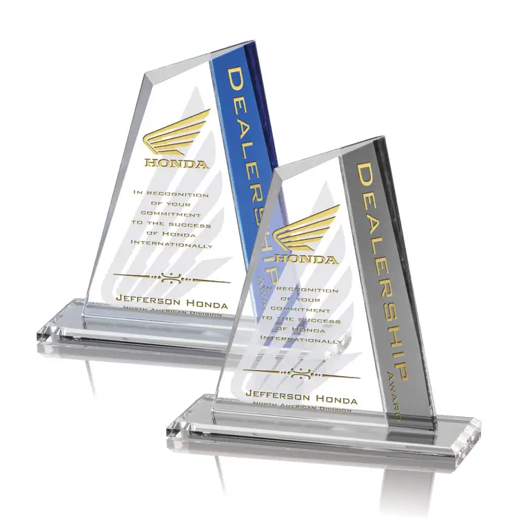 Livingston Starfire Crystal Award in Blue or Grey