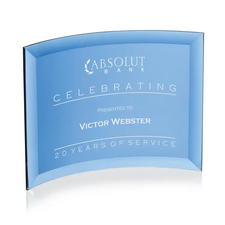 Madison Starfire Crystal Award - Blue - Deep Etch & Print #2