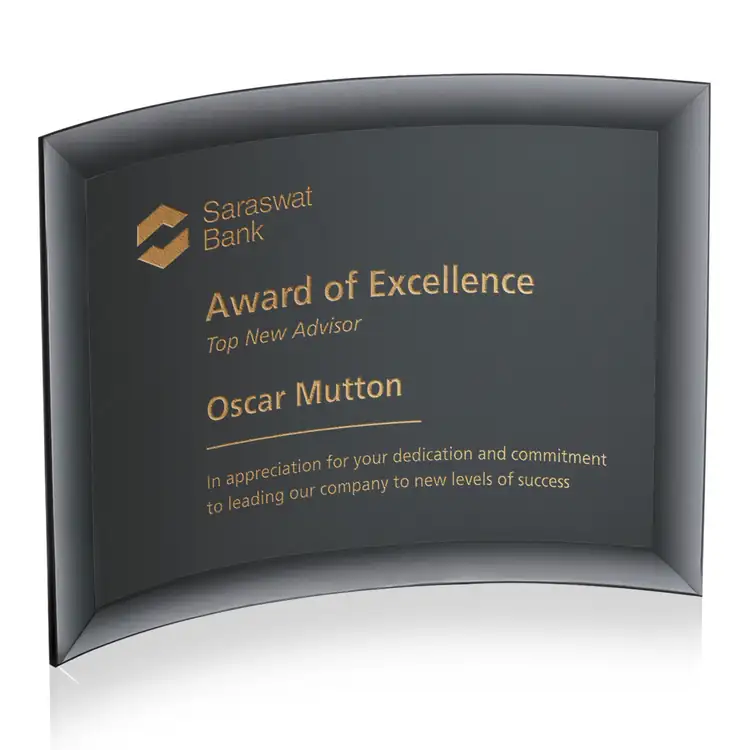 Madison Starfire Crystal Award - Black - Deep Etch & Print #2