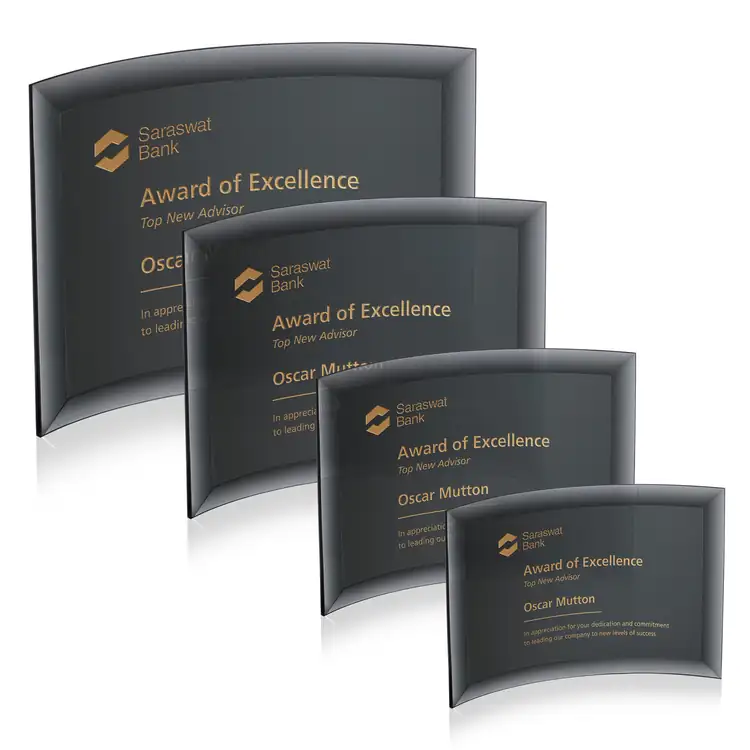 Madison Starfire Crystal Award - Black - Deep Etch & Print