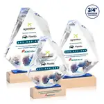 Trophée Malaga en cristal Starfire sur socle en hêtre - Multicolore