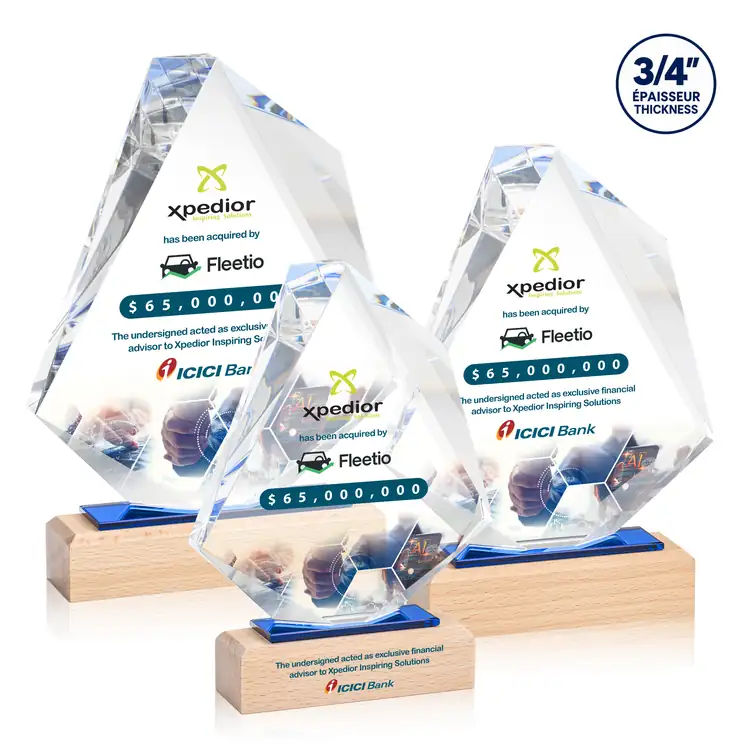 Malaga Starfire Crystal Award on Beechwood Base - Multicolor