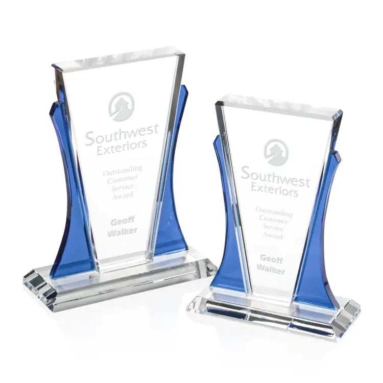 Maldonado Optical Crystal Award with Blue Shoulders