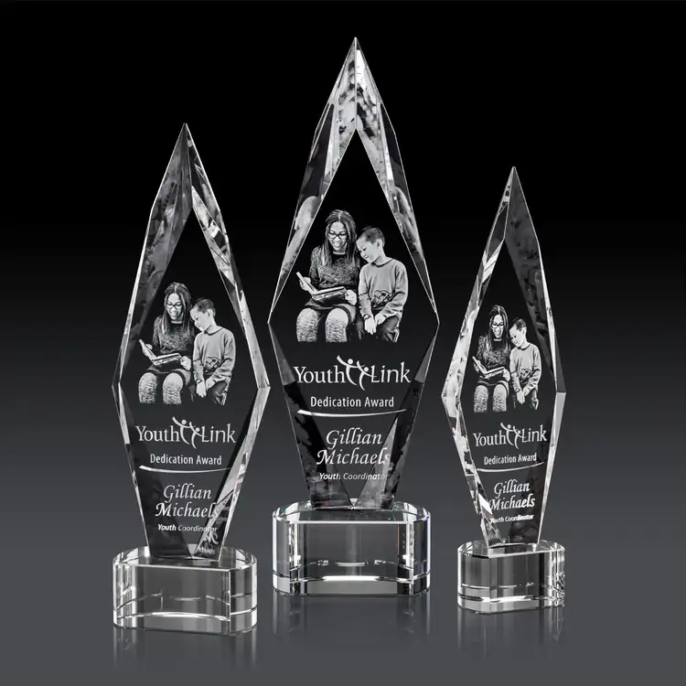 Manilow Optical Crystal on Paragon Base Award - 3D Engraving