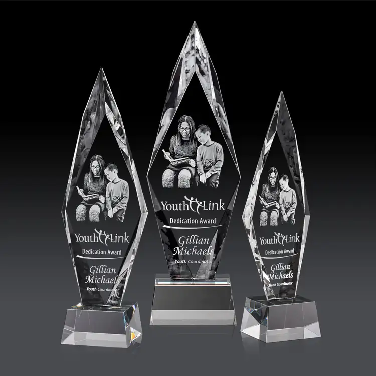 Manilow Optical Crystal on Robson Base Award - 3D Engraving