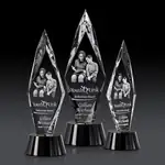 Trophée Manilow en cristal optique sur socle noir - Gravure 3D