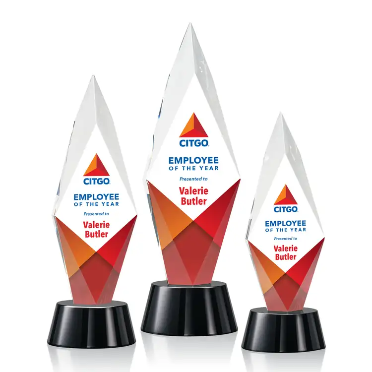 Manilow Optical Crystal Award on Black Base - Multicolor