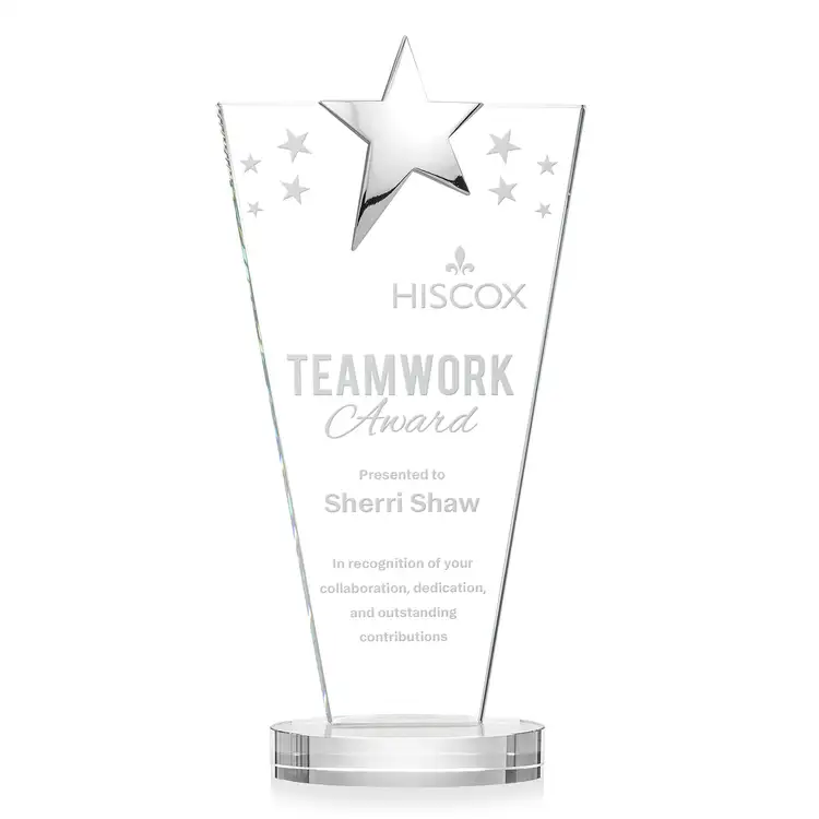 Trophée Mantella avec étoile chromée en cristal Starfire - Gravure #2