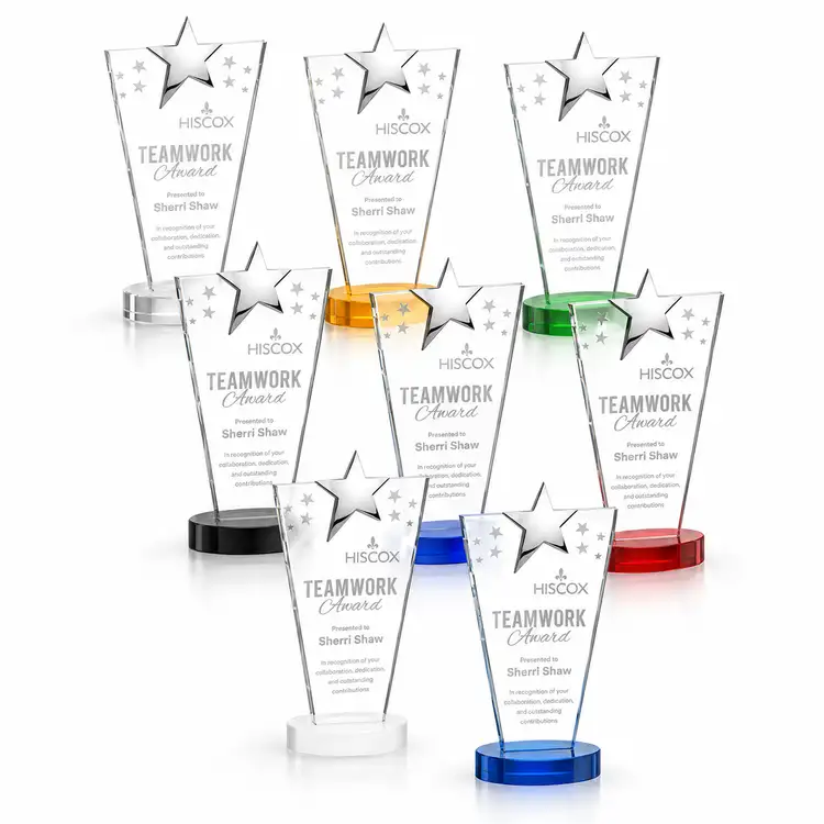 Trophée Mantella avec étoile chromée en cristal Starfire - Gravure