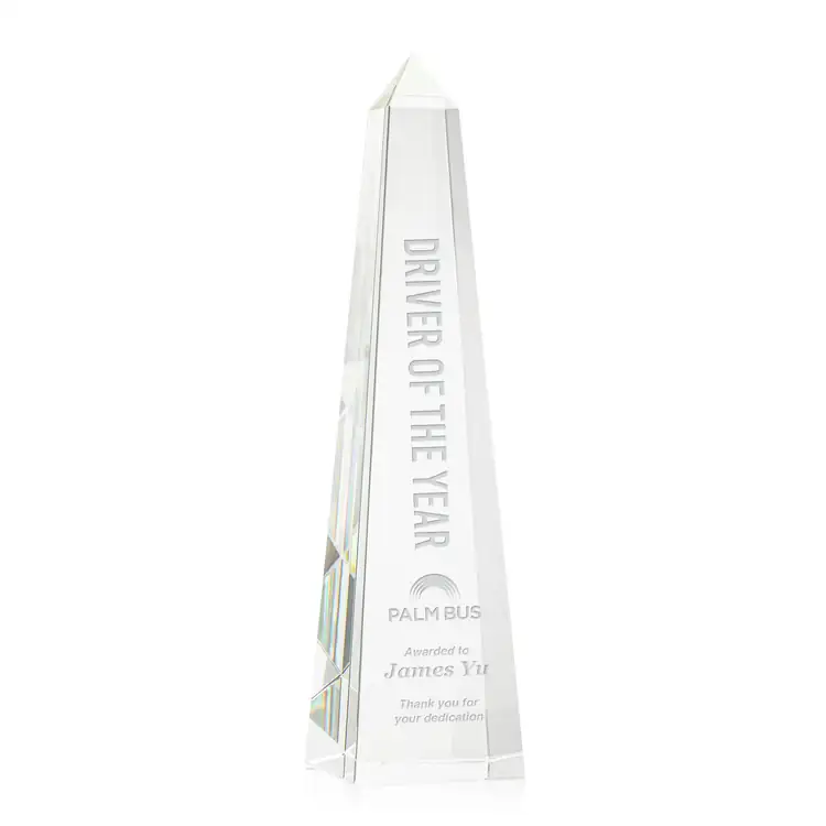 Master Optical Crystal Award - Obelisk - Deep Etch #2