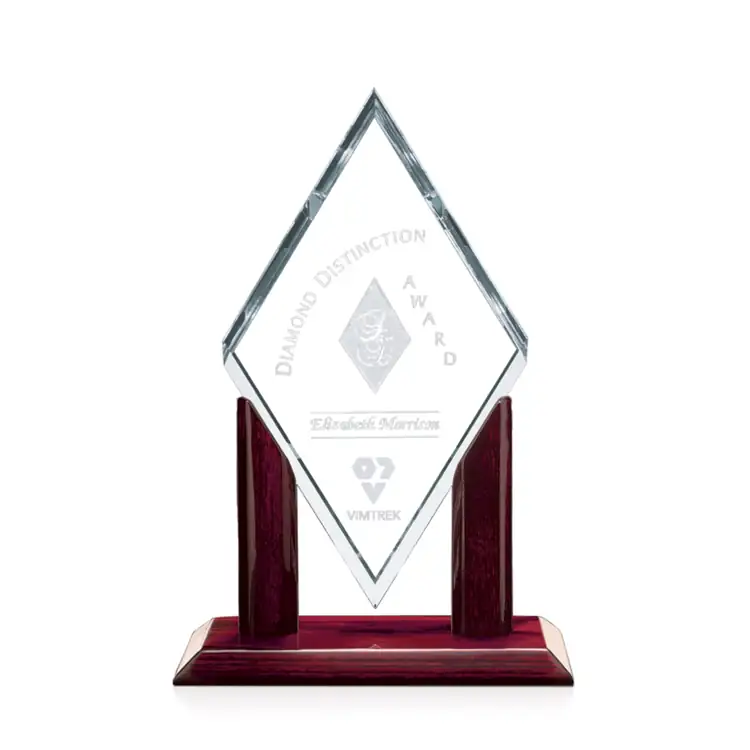 Mayfair Starfire Crystal Award on Rosewood-Finish Base #2